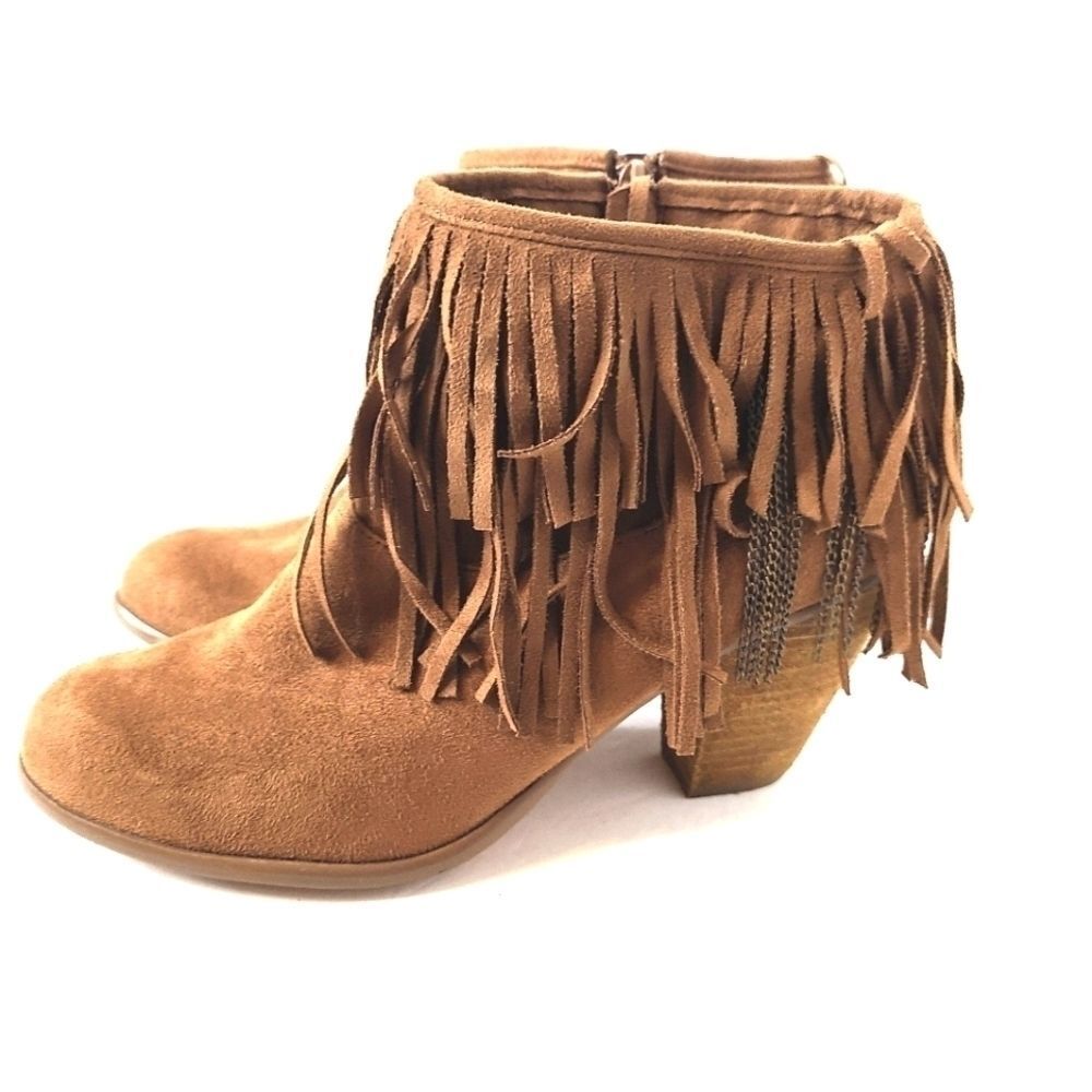 Not Rated Tan Fring Ankle Booties Women’s Size 9.5